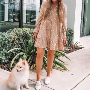 Long sleeve polka dot dress